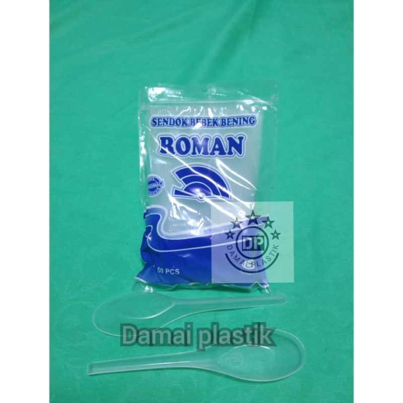 Sendok Makan Bebek Plastik Bening Roman Bening Isi 50 pcs