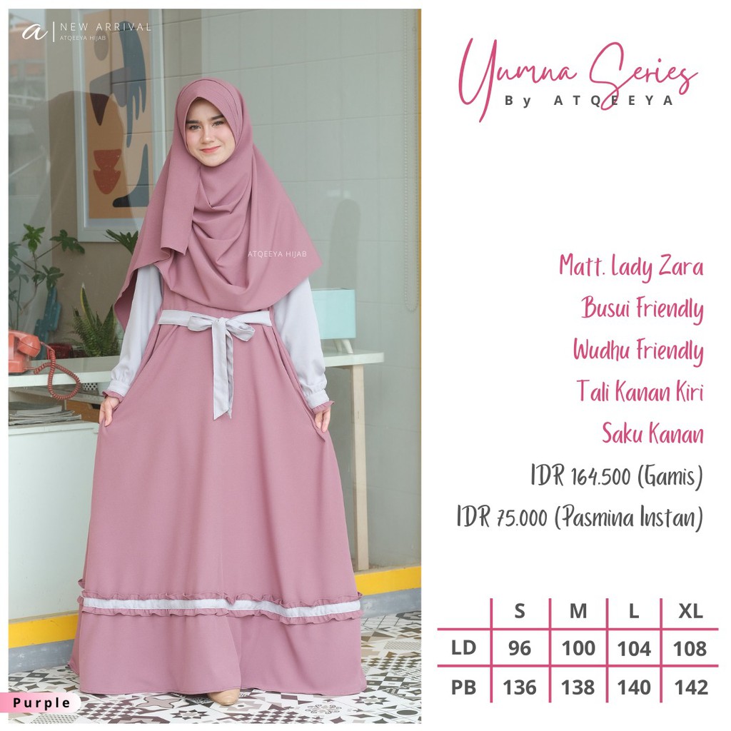 gamis muslimah atqeeya yumna series terbaru original