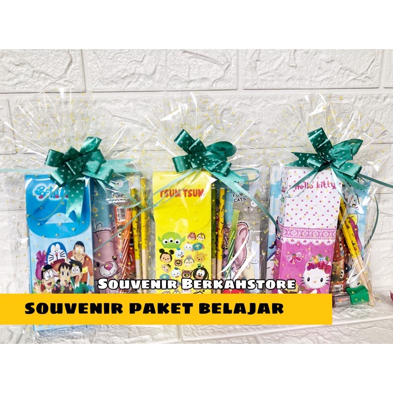 souvenir paket belajar/souvenir paket ultah atk karakter+kotak pensil rakit