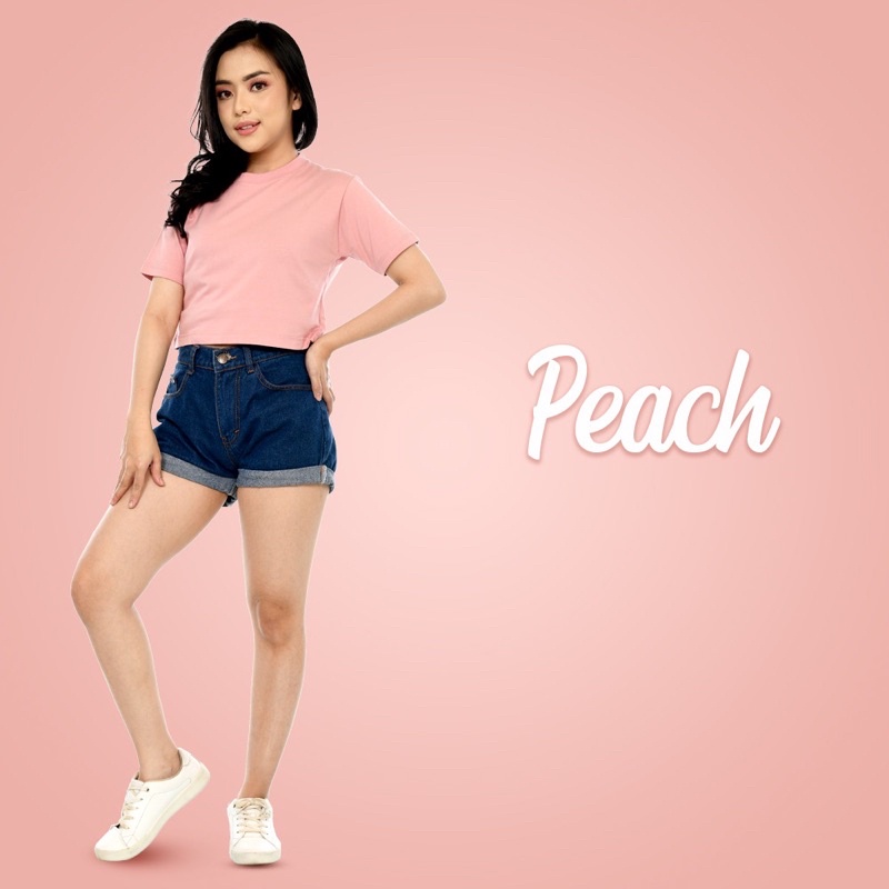 KAOS CROP TOP POLOS TEBAL TIDAK NERAWANG COTTON 24S CROP TEE BAJU WANITA CROPTOP