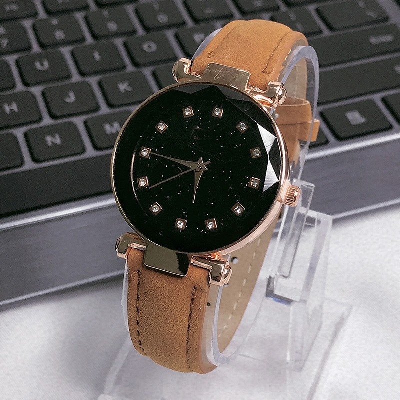 8035Starry Harajuku Fashion Lady Perhiasan Bunga Kaca Scrub Belt Roman Style Quartz wanita Watch