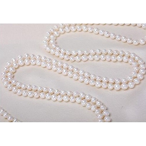 New Fashion Black Leather Rope /& White Freshwater Pearl Necklace 21/'/' Long