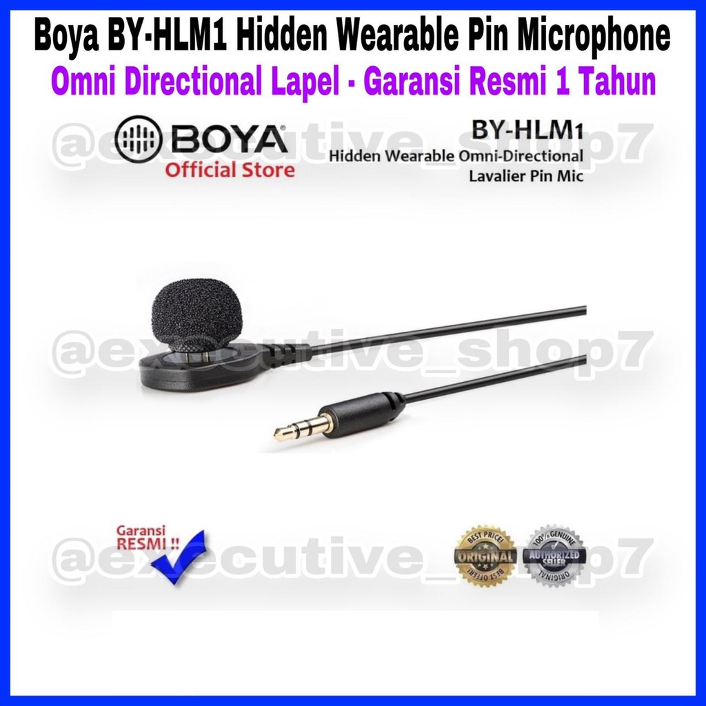 Boya BY-HLM1 Hidden Wearable Pin Microphone - Omni Directional Lapel - Garansi Resmi 1 Tahun