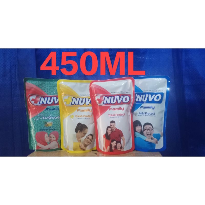 Nuvo Family Kuning Fresh Protect 450ML , Nuvo Family Merah Total Protect Sabun Mandi Cair 450ml Nuvo