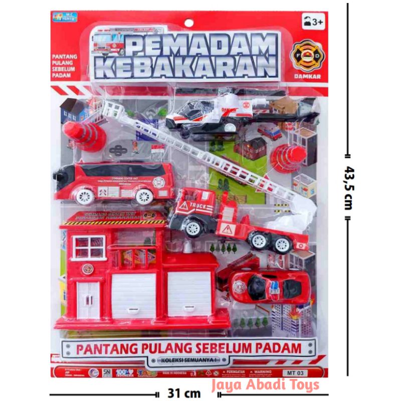 MT 03 - MAINAN ANAK MURAH !! KENDARAAN PEMADAM KEBAKARAN SET KOMPLIT MT03