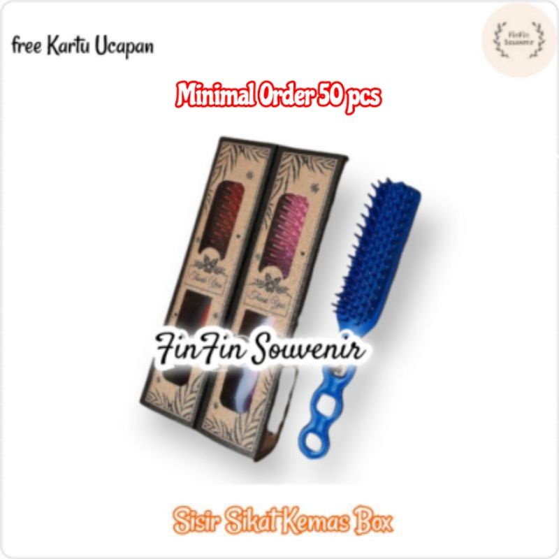 Souvenir sisir sikat kemas box rustic free Kartu ucapan