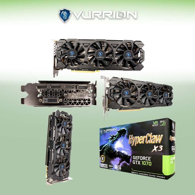 VGA AGS VURRION NVIDIA HYPERCLAW GTX 1070 8GB DDR5 256 BIT REAL CAPACITY