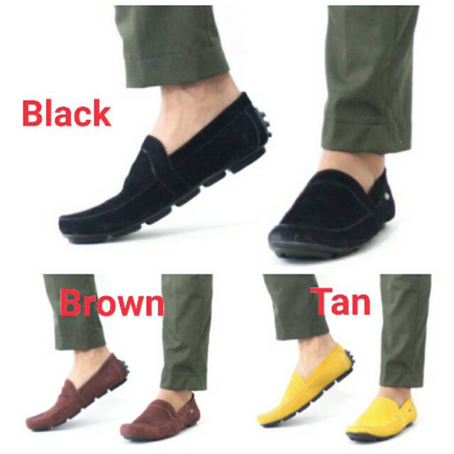 Sepatu Santai Loafers Trendi Kulit Suede Asli Original Cevany Polis