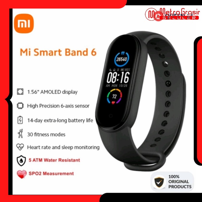 Xiaomi Miband 6 SmartBand AMOLED / Mi Band 6 Smart Watch Garansi Resmi / Xiaomi Miband 6 Smart Band 