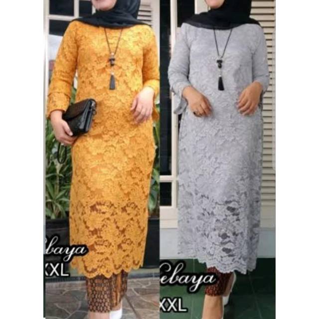 Setelan kebaya tunik Kinanti / kebaya brokat murah /long tunik brokat