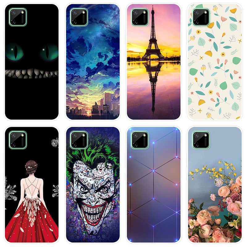 HP Soft Case Realme C11 Casing Silikon Untuk Realme C11 RealmeC11 Casing Kartun Cover Flowers