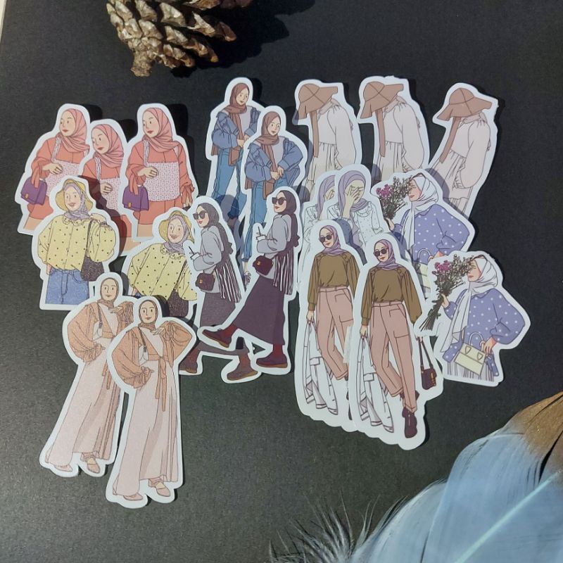 

20pcs Sticker Aesthetic Hijab Outfit by key illust