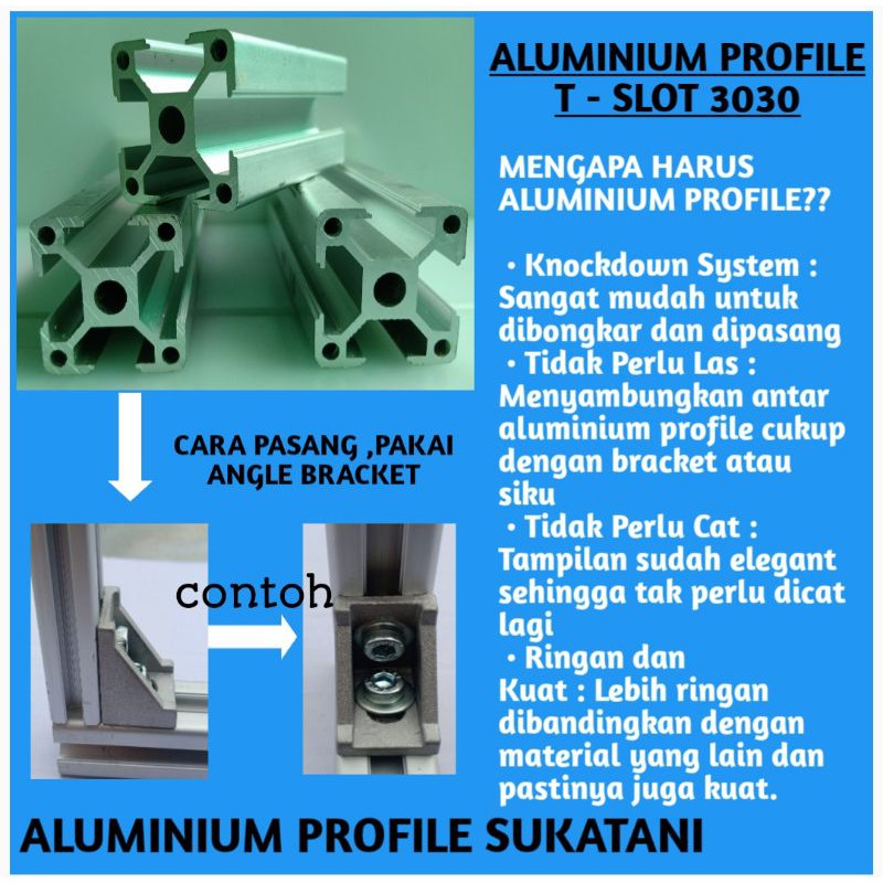 ALUMINIUM PROFILE T - SLOT 3030 TERMURAH