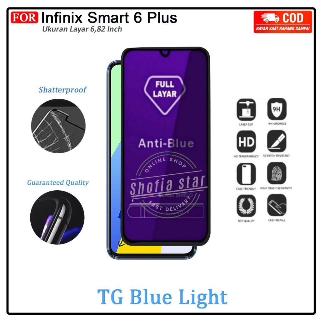 Anti Gores Ceramik Blue Light Infinix Smart 7 6 Plus Anti Radiasi Kaca Full Cover