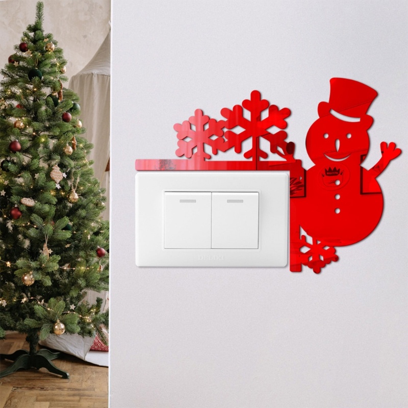 Zzz 4pcs / set Stiker Saklar Lampu Desain Snowman 3D Untuk Dekorasi Natal