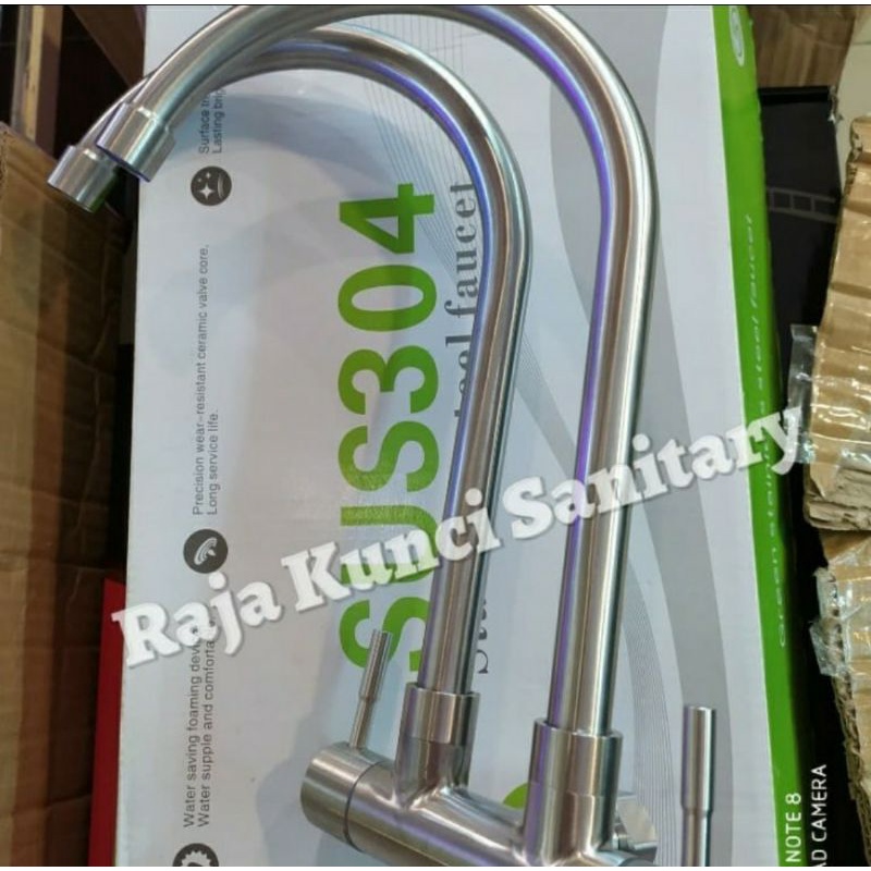 Kran Kitchen Sink Double Kaku/Kran Cuci Piring Double Stainless SUS 304