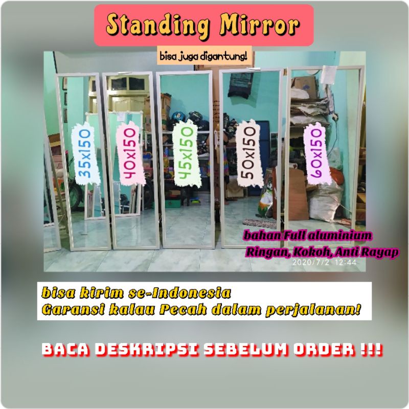 BACA DESKRIPSI SEBELUM ORDER kaca cermin full body, kaca cermin standing 35x150, 40x150, 50x150