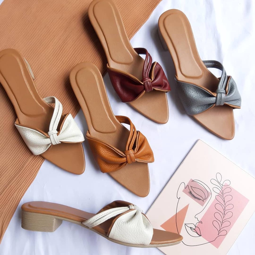 EMBIKU LEATHER - Sandal Kulit Wanita Heels 3 cm - Sandal Kulit Garut - KDT 03