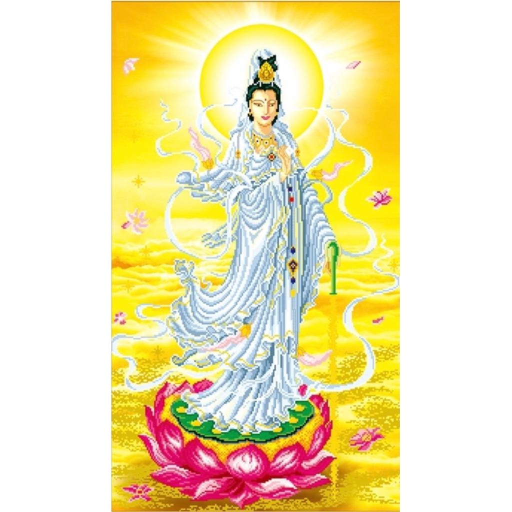 LUKISAN FULL DIAMOND 5D PAINTING (DIY) DEWI KWAN YIN - D 45x75cm (PxT)