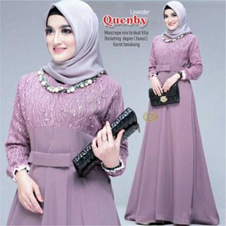 Gamis Syari Quenby Gamis Brukat Ready Standar Jumbo GB