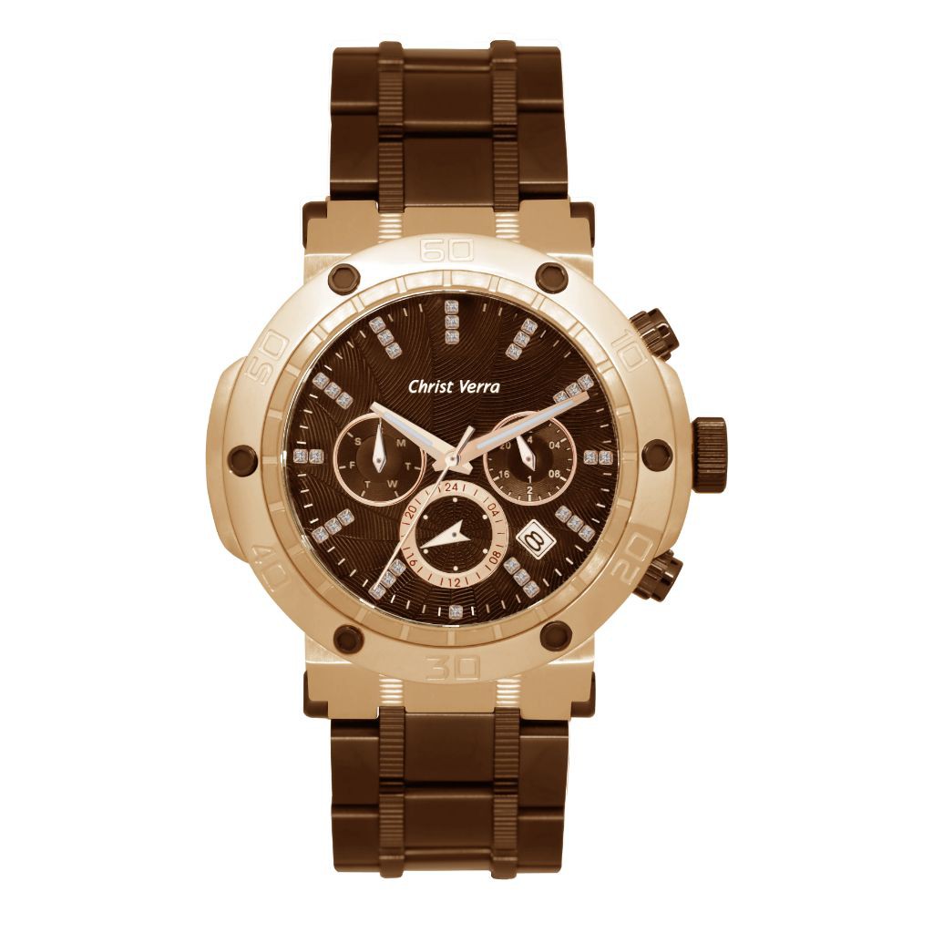 Jam Tangan Pria Tali Rantai Christ Verra CV 52283GD-17 BRN