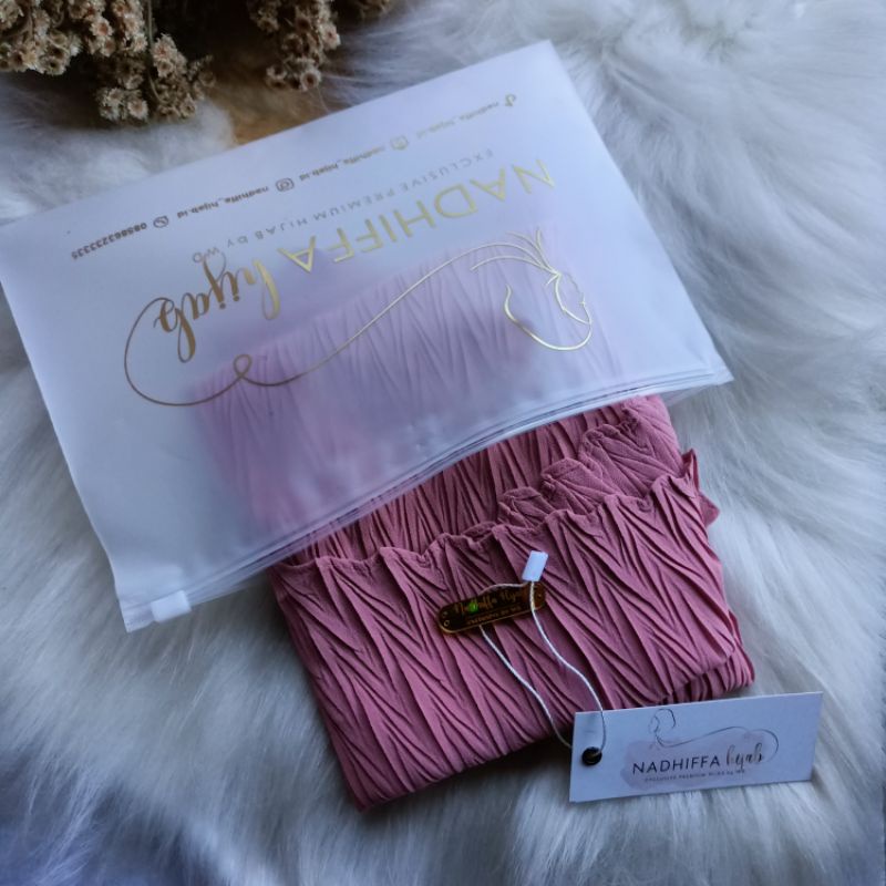 Bergo Plisket Padi Aleya Premium l Bergo instan Zafron-Dusty