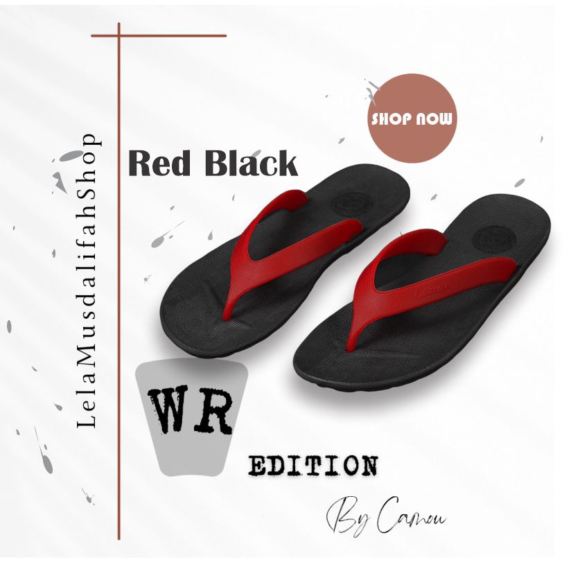 CAMOU -  Sandal Pria - Sandal Camou Pria / Sandal Jepit Pria - WIRA Hitam - Merah Murah