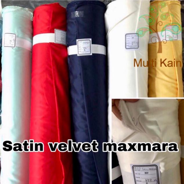 Kain Bahan Satin saten Velvet, maxmara Polos Meteran Super A Grade Termurah