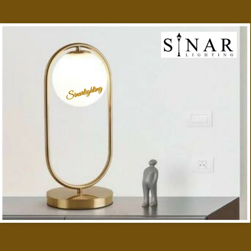 Lampu hias meja modern gold kaca D10012