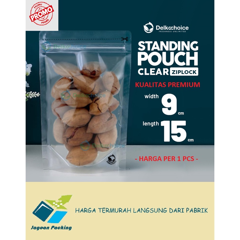 PLASTIK STANDING POUCH MURAH ZIPLOCK CLEAR 9 CM X 15 CM