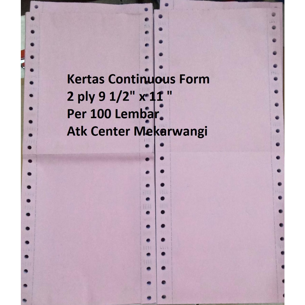 

H7Y Continuous Form 2 ply WARTEL 9 1/2 " x 11" / per 100 Lembar / Kertas Komputer 2 ply Wartel