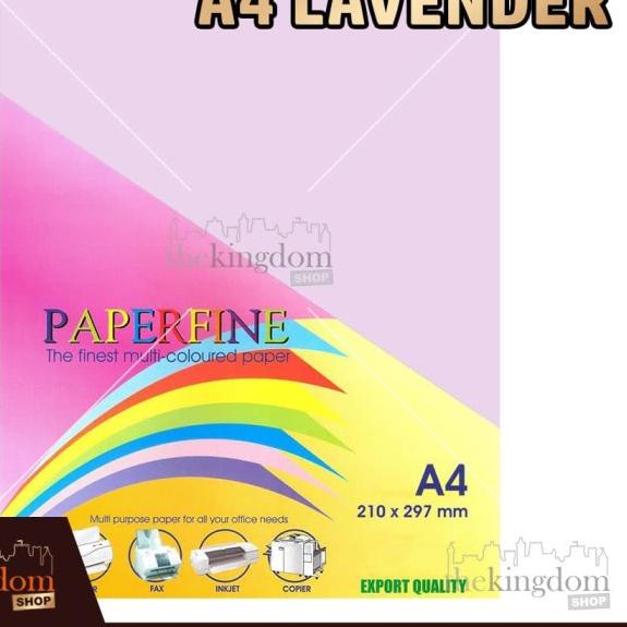 ☈ Paperfine Kertas HVS Warna A4 Lavender Purple Ungu Muda / 100 Lembar ➼