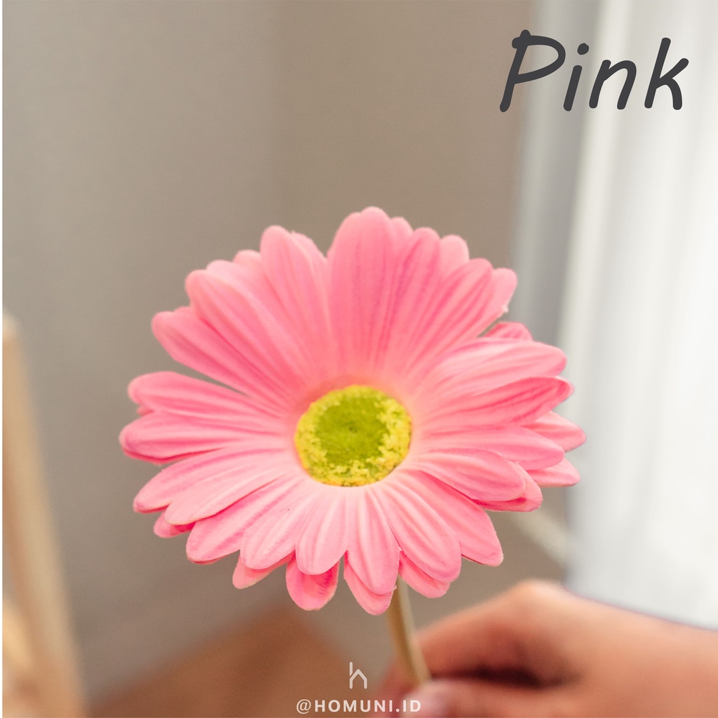 Bunga Daisy Gerbera Artificial High Quality/Bunga Palsu Real Touch-Pink