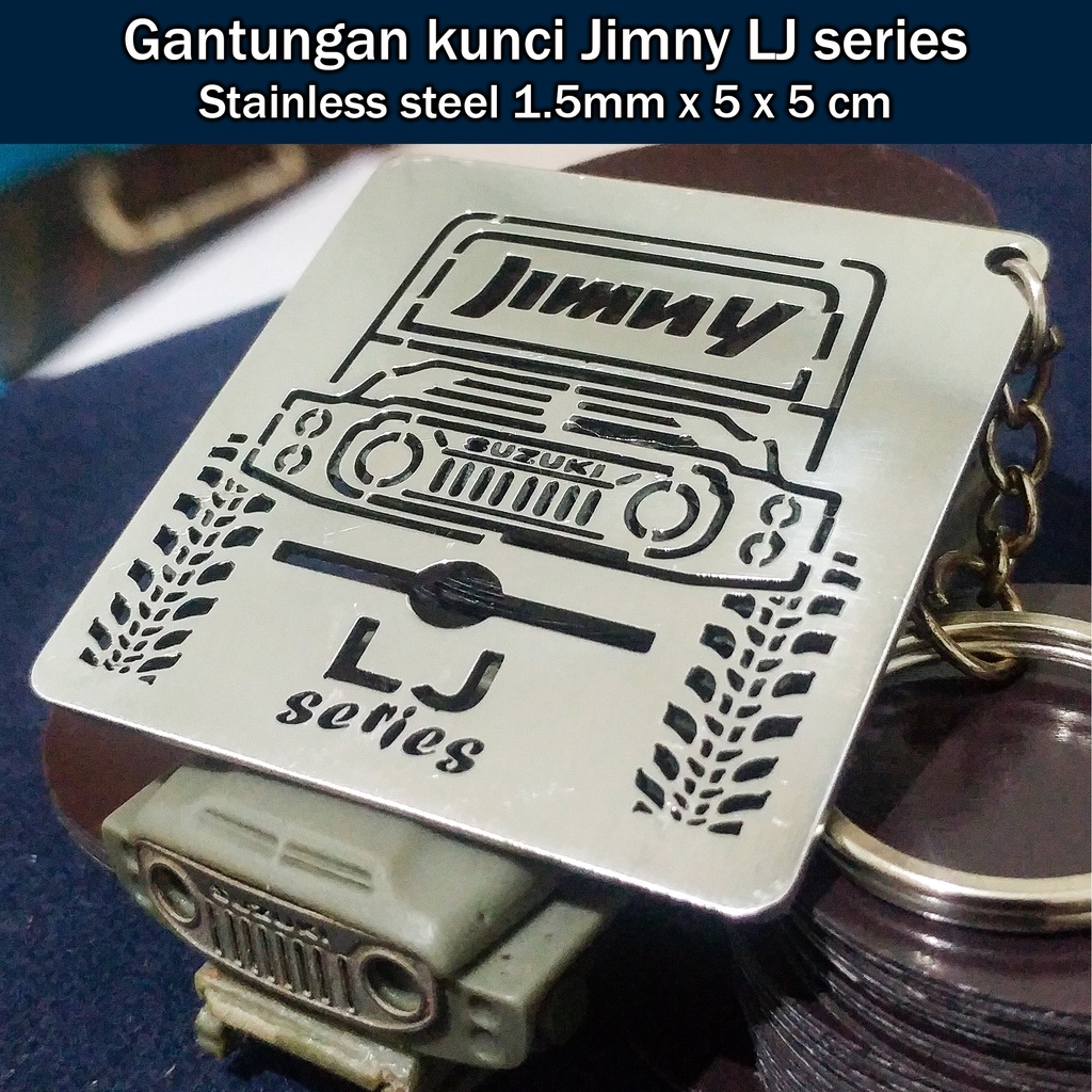 Gantungan kunci mobil model Jimny jangkrik LJ80 series Stainless steel