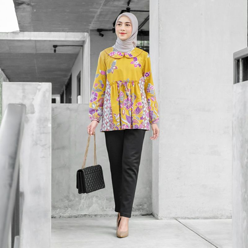 Batikula Kemuning Blouse Batik Kerja Kantor Wanita