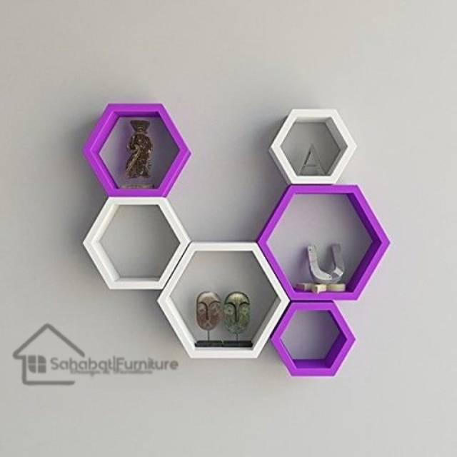 RAK DINDING HEXAGONAL 6 PCS