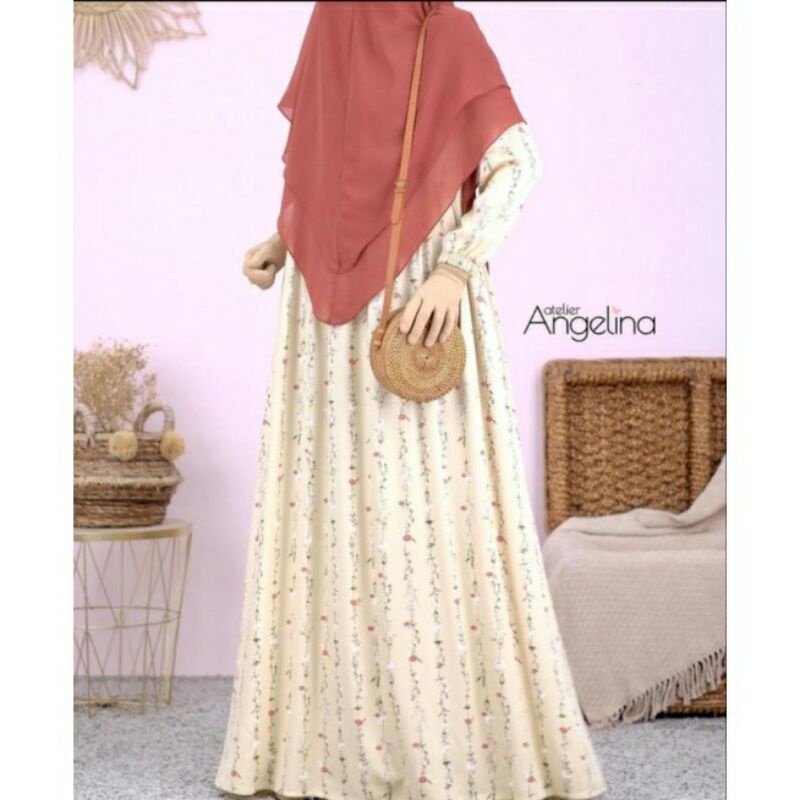 gamis atelier angelina sarah dress shallflower cream