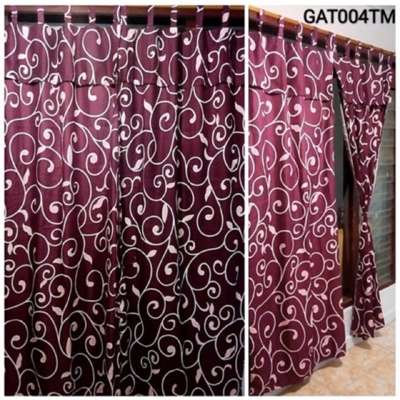 [ PINTU DAN JENDELA ] GORDEN TALI + PONI MOTIF ABSTRAK KANGKUNG MAROON