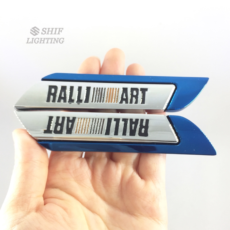 2pcs Stiker Emblem Logo Ralliart Bahan Metal Untuk Mobil Mitsubishi