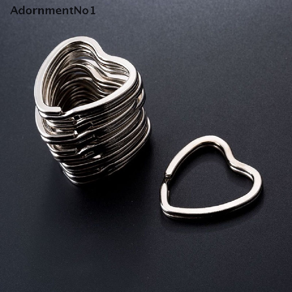 (AdornmentNo1) 10pcs Ring Gantungan Kunci Bentuk Hati Bahan Metal