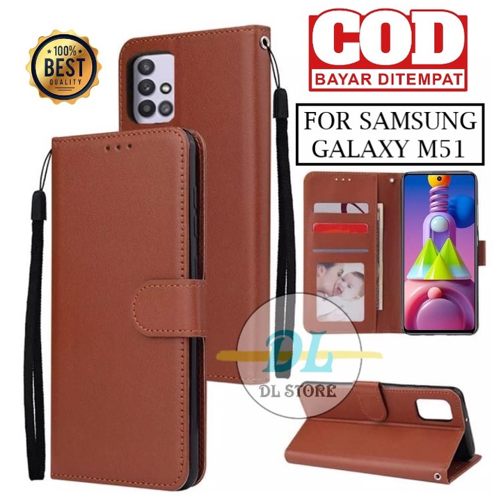 DOMPET HP UNTUK SAMSUNG GALAXY M51 FLIP LEATHER CASE PREMIUM-FLIP WALLET CASE KULIT