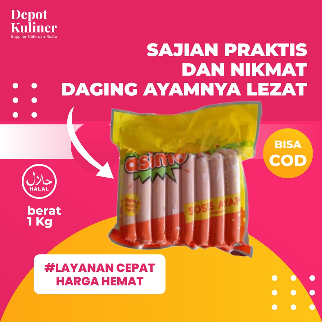 Sosis Ayam / Chicken Sausage Asimo 1KG / 500g / Enak / Lezat