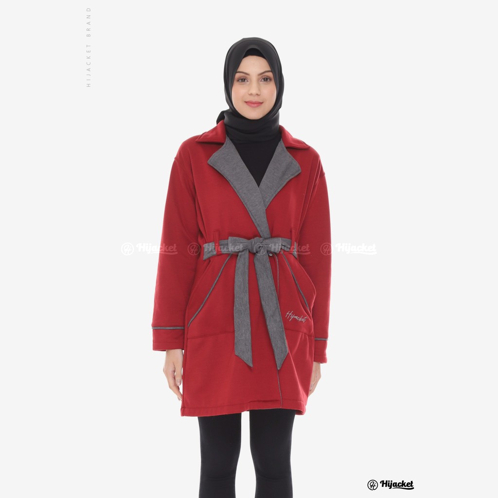 Hijacket® Elnara Series (All Size, XL, XXL) Jaket Wanita Bahan 100% Premium Fleece Asli-RUBY