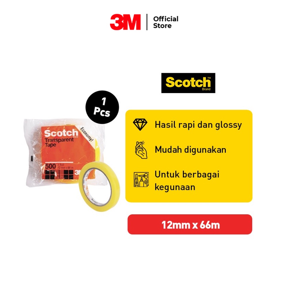 

3M Scotch Isolasi Transparan 500 / Clear Tape 12mmX6m 3M-17