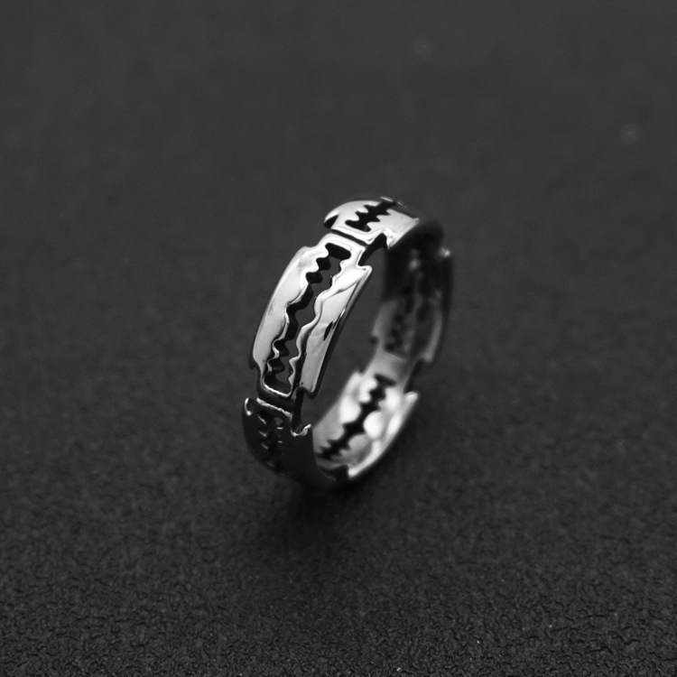 Charm Stainless Steel Hip Hop Bladed Ring Fashion Punk Rock Warna Perak Cincin Pasangan Kekasih Rings Untuk Pria Dan Wanita Ring