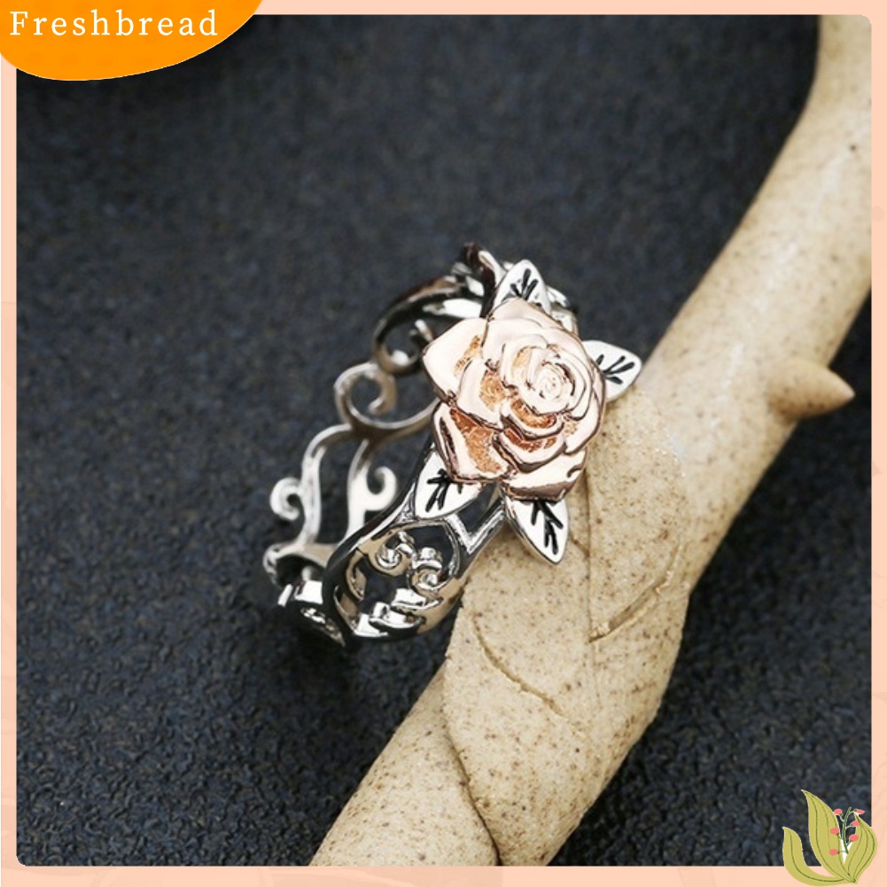 Terlaris Vintage Women Two Tone Flower Band Finger Ring Wedding Engagement Jewelry Gift