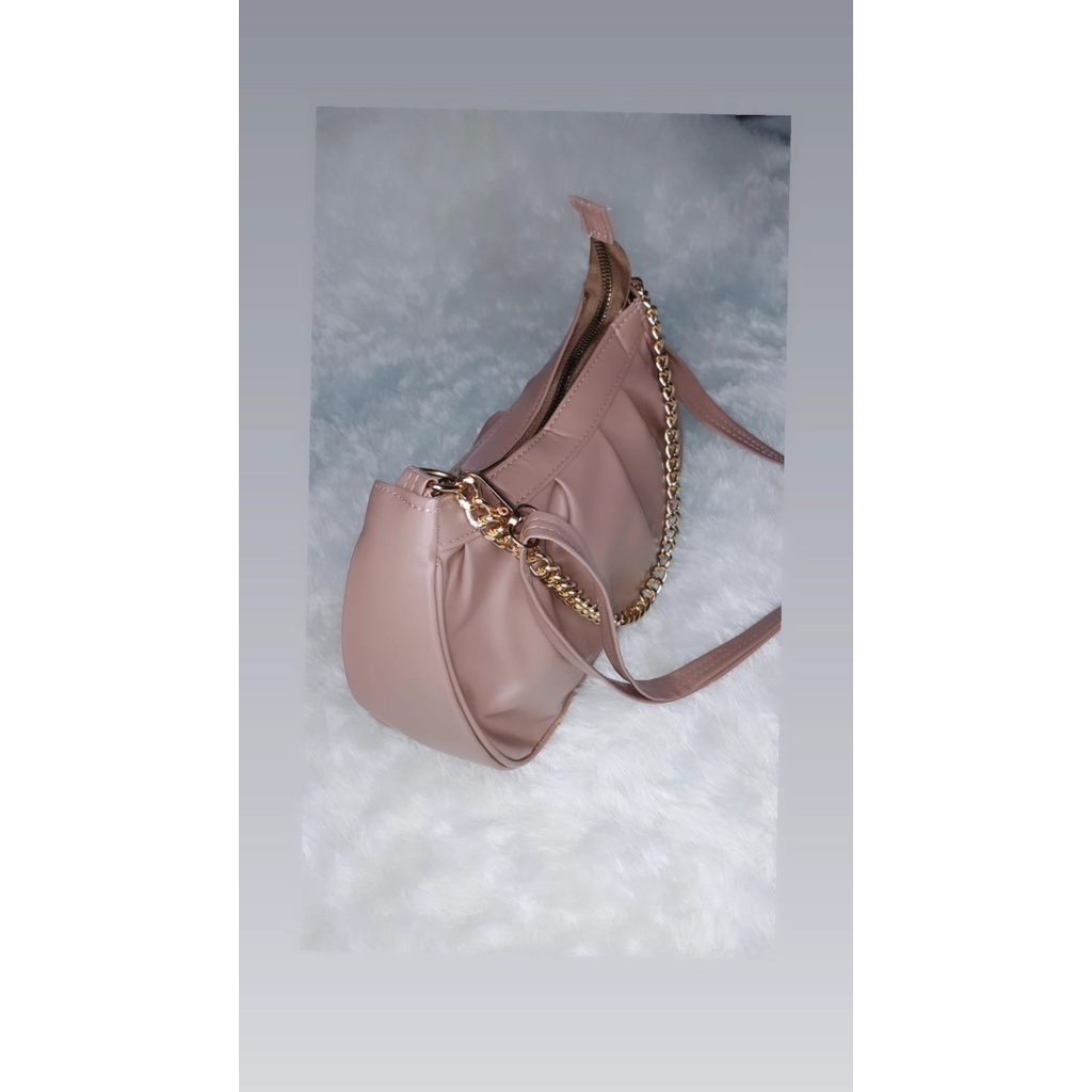 Tas Wanita Rantai & Tali Warna Peach/Dusty Pink (Ada Defect dikit)