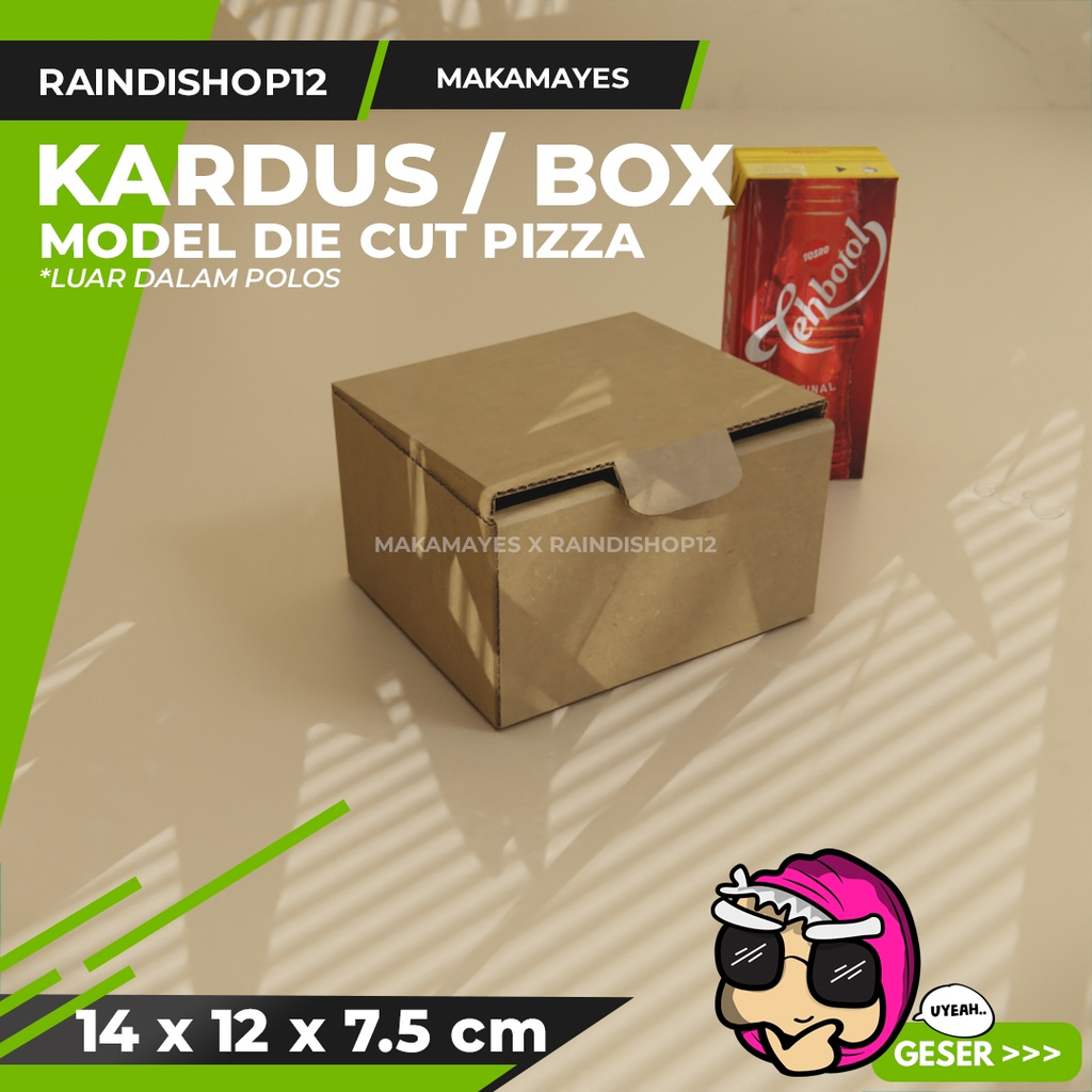 

(MIN 5 PCS) BOX 14 X 12 X 7.5 CM KARDUS DIE CUT PIZZA KEMASAN PACKAGING KADO