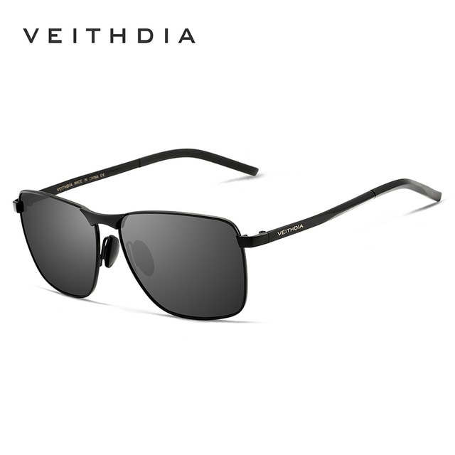 Veithdia Kacamata Vintage UV Polarized Sunglasses 2462 HITAM