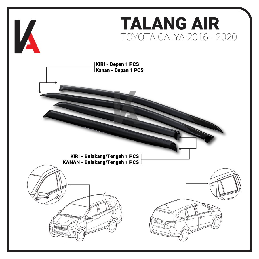 Talang Air Pintu Mobil Toyota Calya 2016 – 2021 Model Slim 4 Pintu